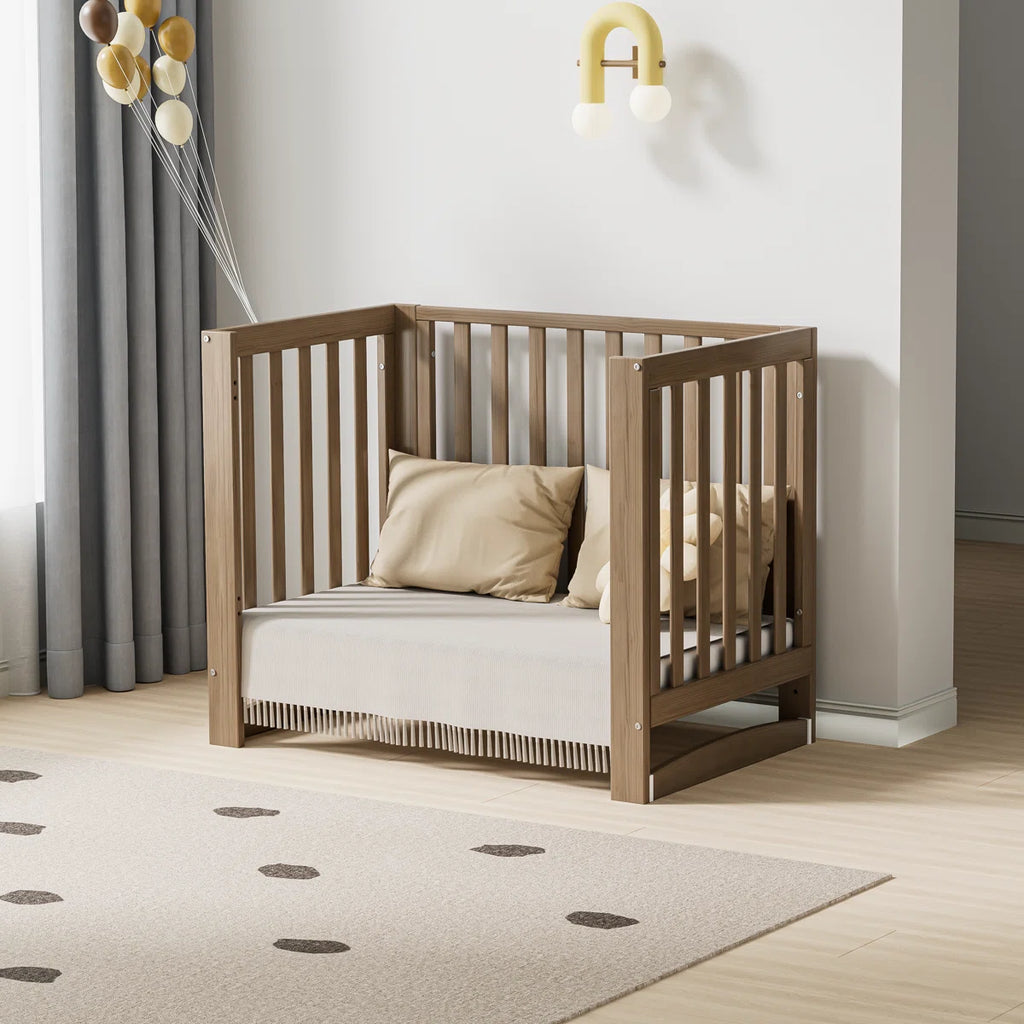 6-in-1 Greenguard Gold Certified Convertible Cradle to Mini Crib, Brown