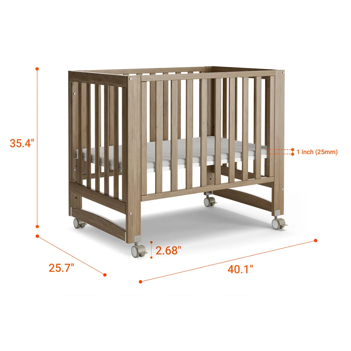 6-in-1 Greenguard Gold Certified Convertible Cradle to Mini Crib, Brown